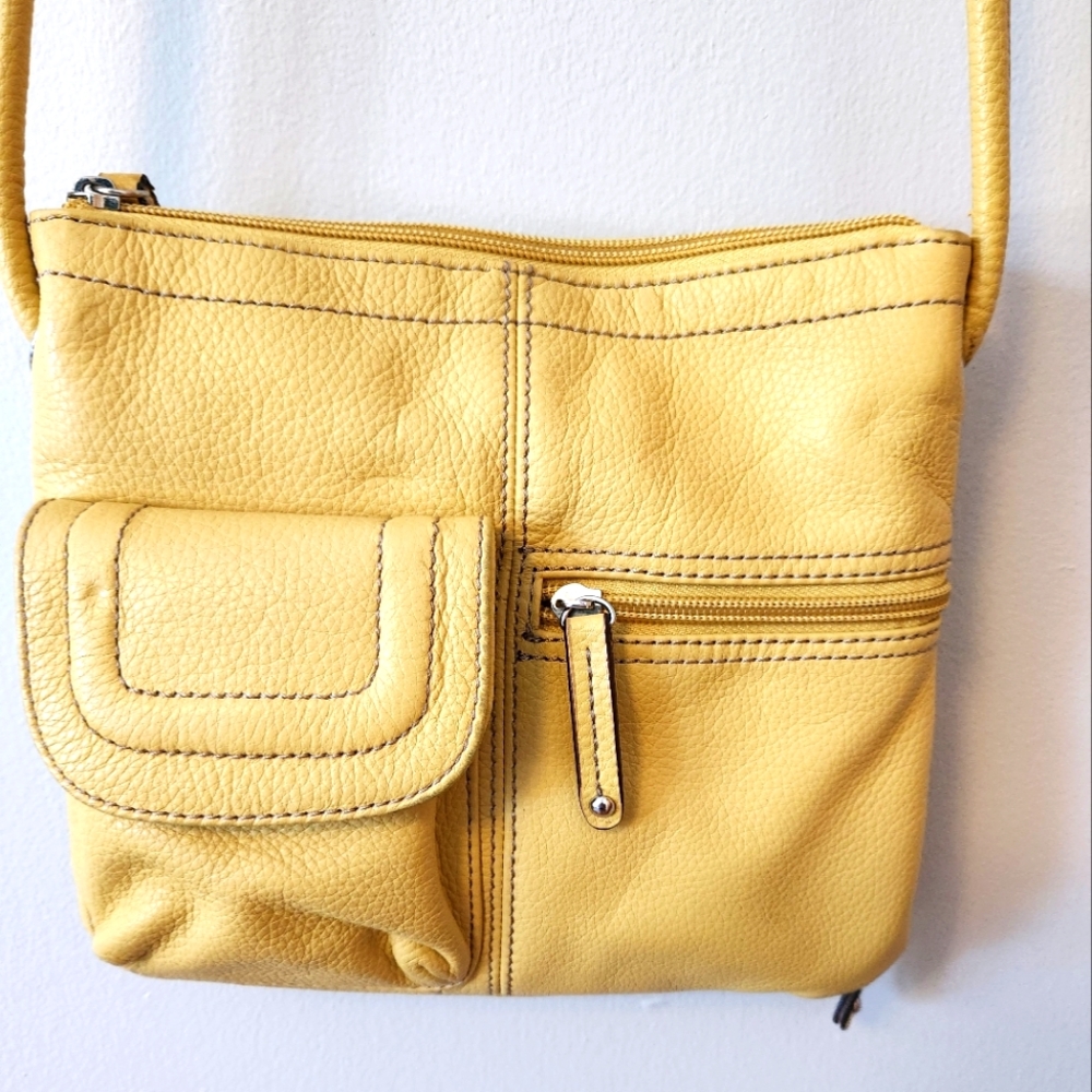 Tignanello Yellow Leather Crossbody Bag